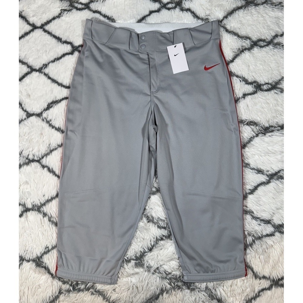 NIKE Vapor Select Team Baseball 3/4 Piped Pants Gray Men's XL *NEW* BQ9021-053